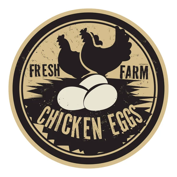 Carimbo ou etiqueta de frango, texto Farm Fresh Chicken Eggs — Vetor de Stock