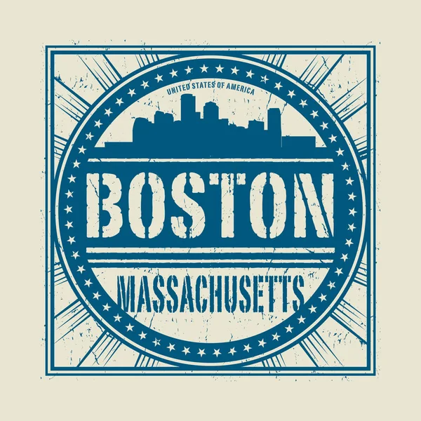 Grunge 橡皮戳文本波士顿马萨诸塞州 — 图库矢量图片