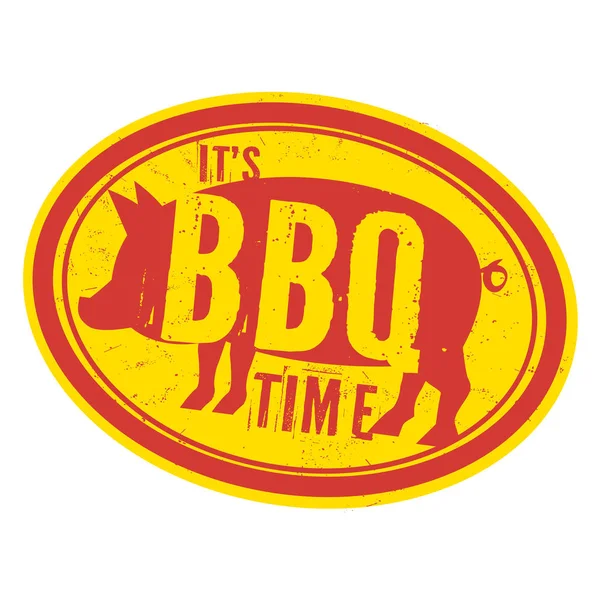 Barbecue timbre grill avec texte son temps de barbecue — Image vectorielle