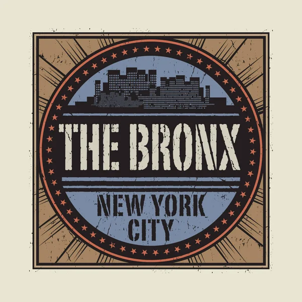 Carimbo de borracha Grunge com texto The Bronx, Nova York —  Vetores de Stock