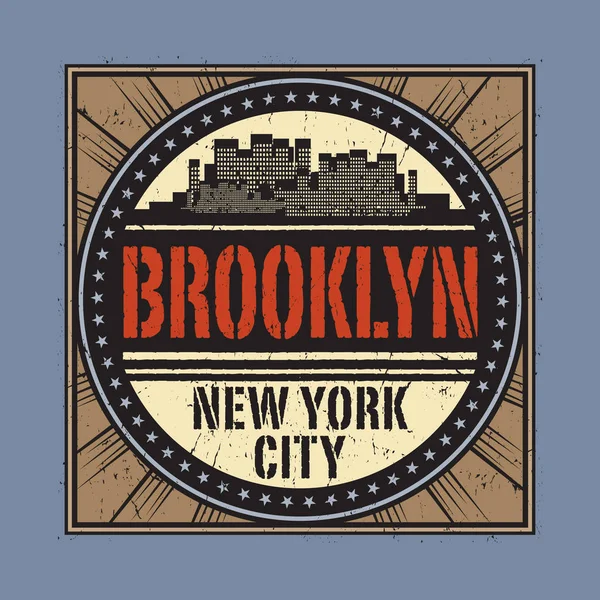 Grunge καουτσούκ σφραγίδα με το κείμενο του Μπρούκλιν, Νέα Υόρκη — Διανυσματικό Αρχείο