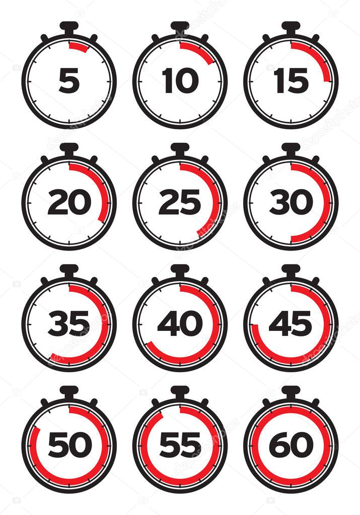 Timer line icons. Timer icons set. Vector illustration