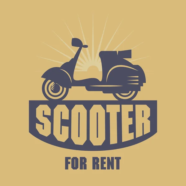 Scooter sinal de aluguel ou emblema — Vetor de Stock