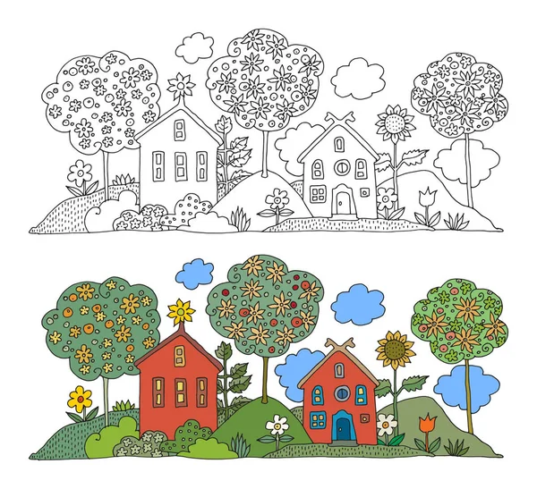 Colorful country houses set — Stock Vector