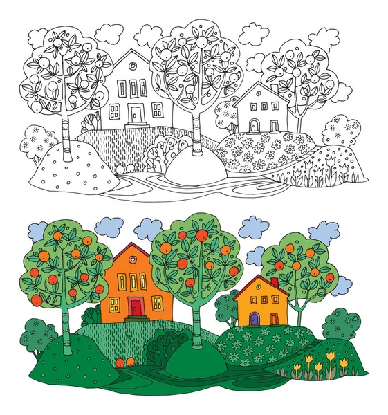 Разноцветные загородные дома — стоковый вектор
