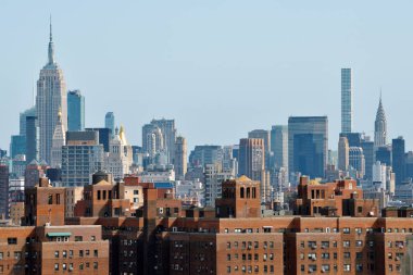 Manhattan siluetinin brooklyn Köprüsü'nden