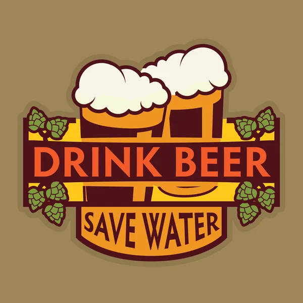 Bier drinken, Save Water — Stockvector