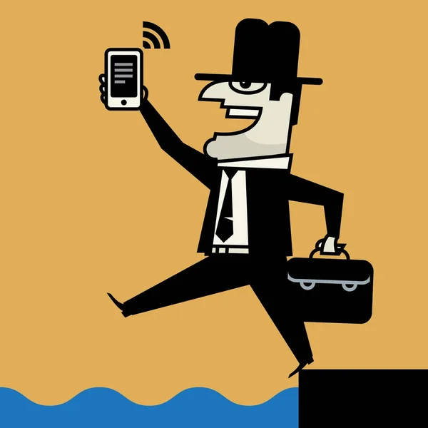 Homem de negócios com telefone móvel — Vetor de Stock