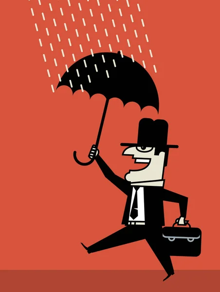 Homme d'affaires avec parapluie — Image vectorielle