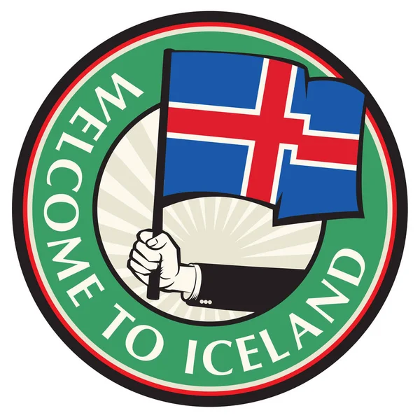 Island land välkommet tecken — Stock vektor