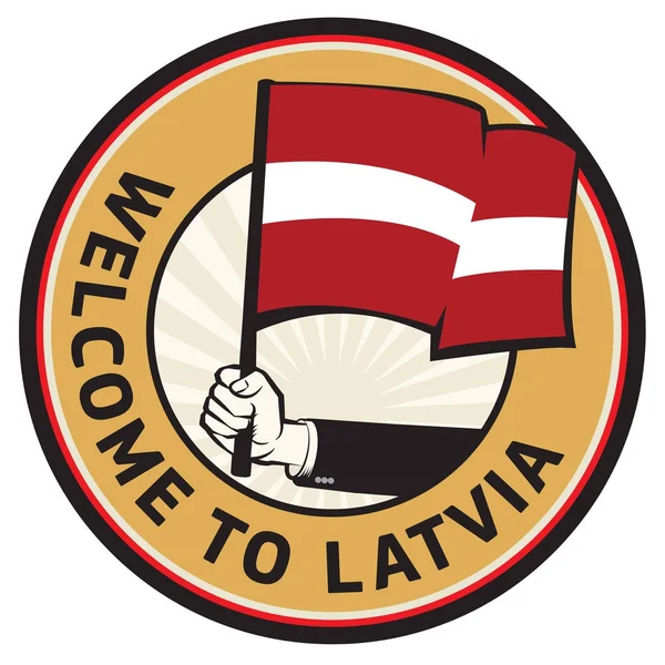 ラトビアの国のサインへようこそ — ストックベクタ