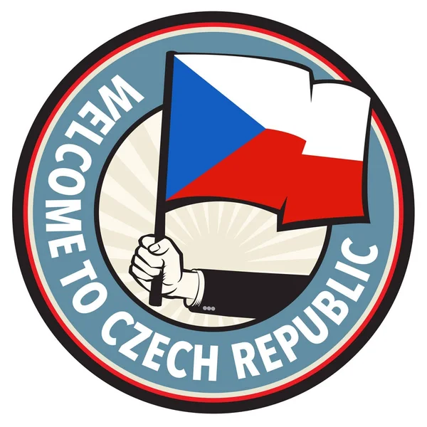 チェコ共和国の国のサインへようこそ — ストックベクタ