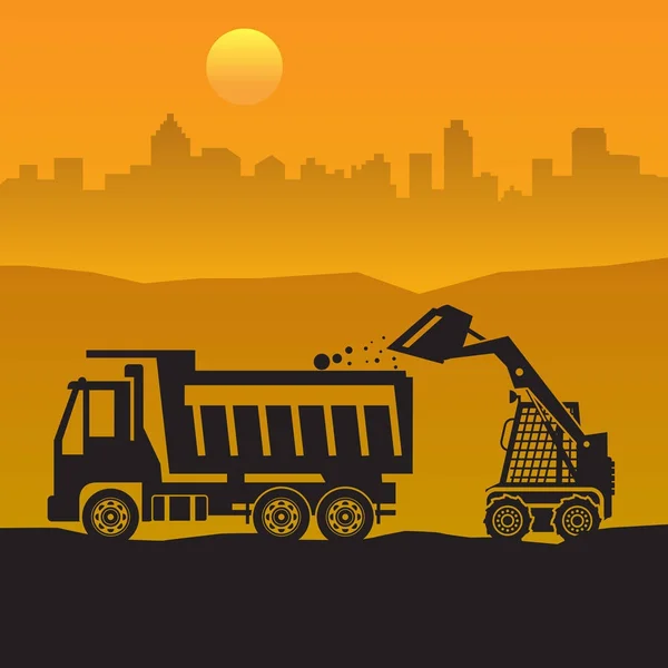 Tracteur sur chantier de construction — Image vectorielle
