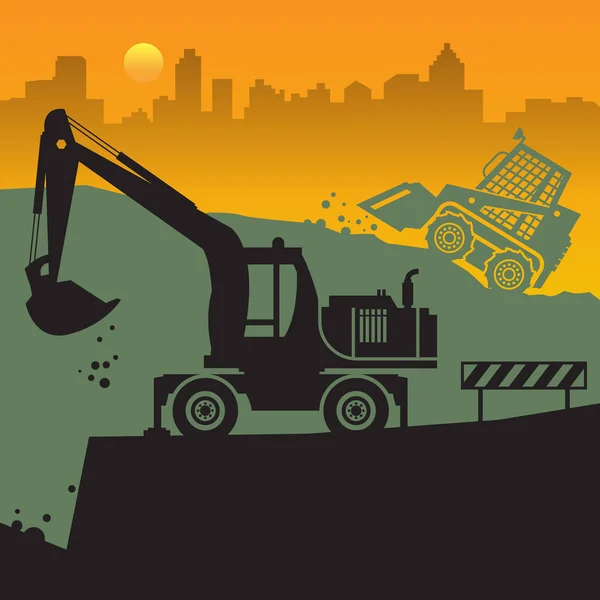 Traktory na pracy na budowie — Wektor stockowy