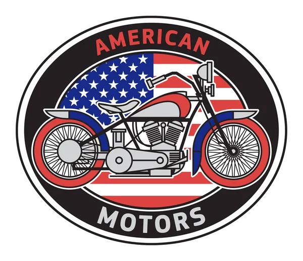 Motorcu motosiklet etiket metin American Motors ile — Stok Vektör