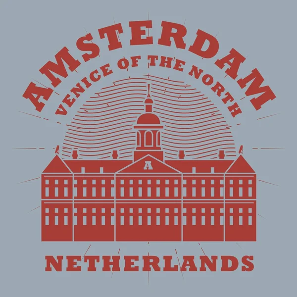 Stempel met woorden Amsterdam, Nederland — Stockvector