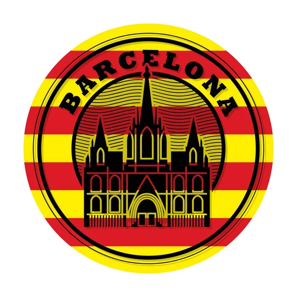 Sello o emblema con palabra Barcelona — Vector de stock