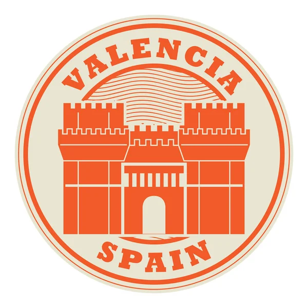 Stämpla med orden Valencia, Spanien — Stock vektor