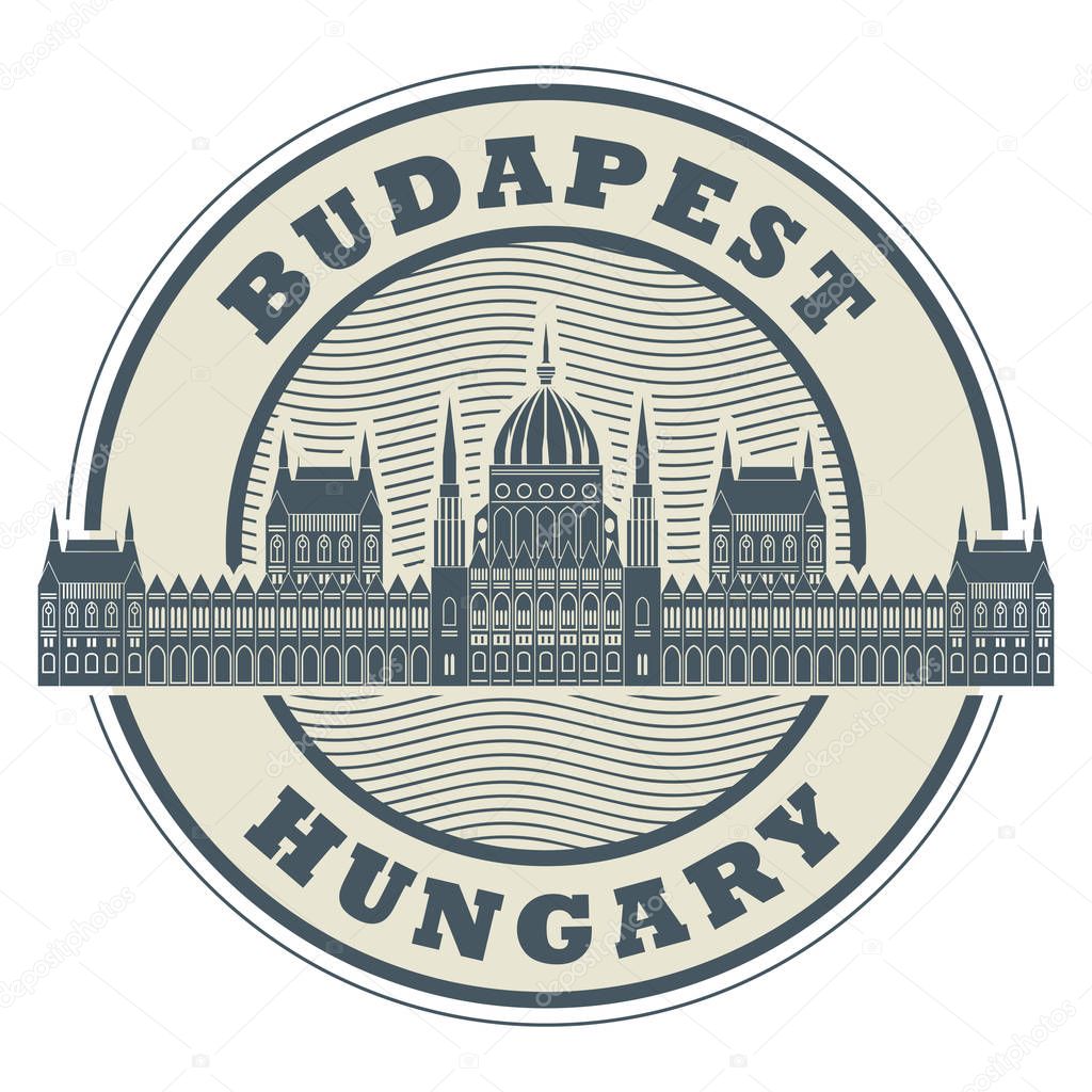 Stamp or emblem with words Budapest, Hungary