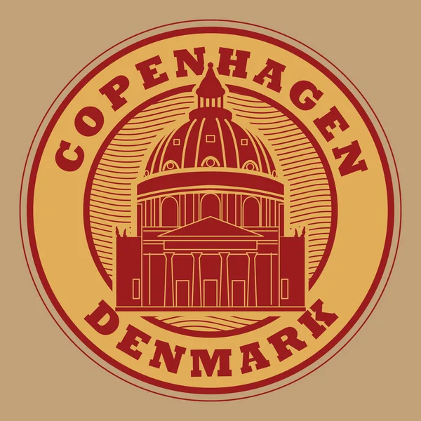 Briefmarke mit den Worten Kopenhagen, Dänemark — Stockvektor
