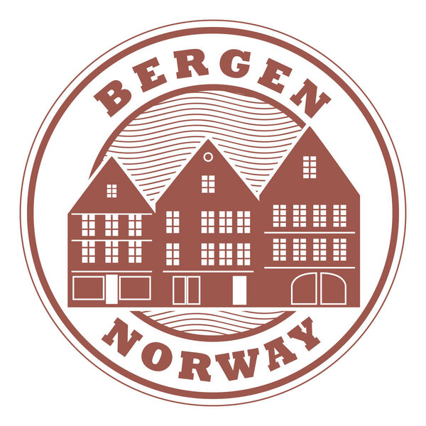 Печать или эмблема словами Берген, Норвегия

