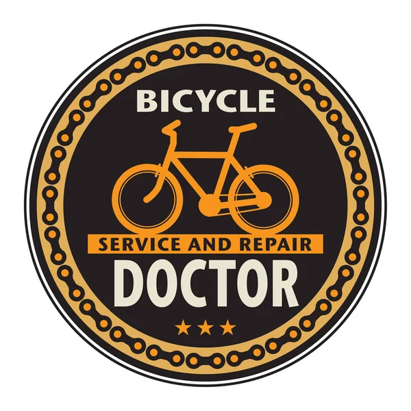 Stämpel med cykel och orden cykel läkare — Stock vektor