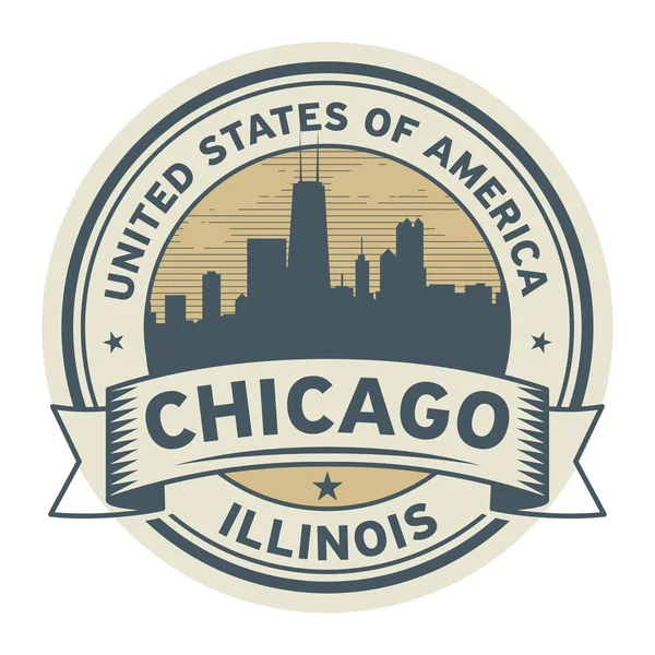 邮票或标签以伊利诺伊, 芝加哥的名字 — 图库矢量图片
