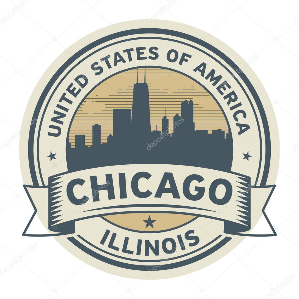 Stamp or label with name of Illinois, Chicago