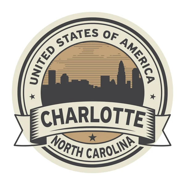 Sello o etiqueta con nombre Charlotte, Carolina del Norte — Archivo Imágenes Vectoriales