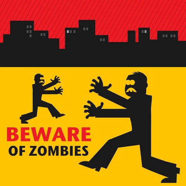 Остерігайтеся зомбі попередження наклейка — стоковий вектор