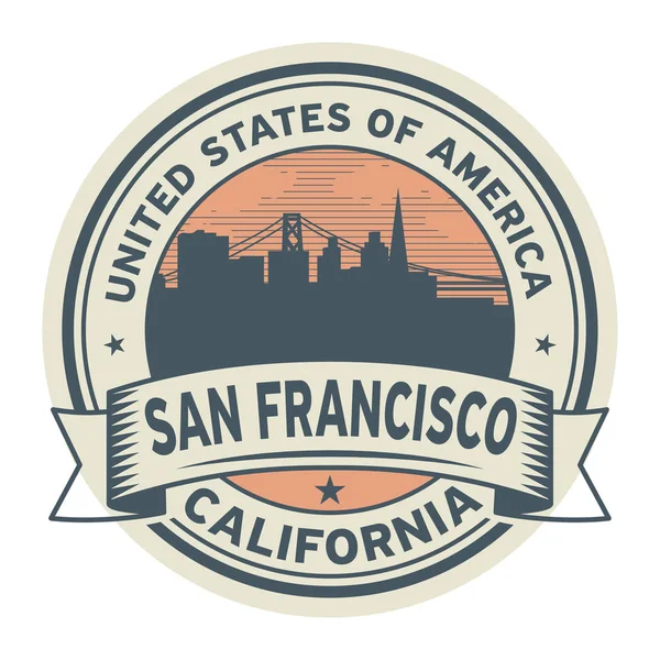 Sello o etiqueta con el nombre de San Francisco, California — Vector de stock