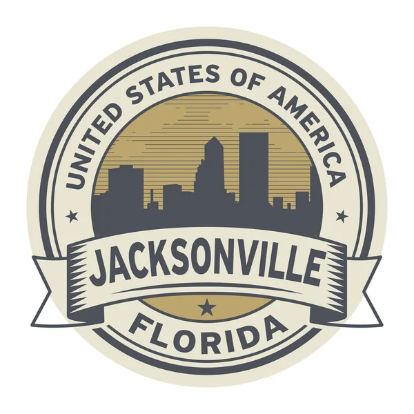 Briefmarke oder Aufkleber mit dem Namen von jacksonville, florida — Stockvektor
