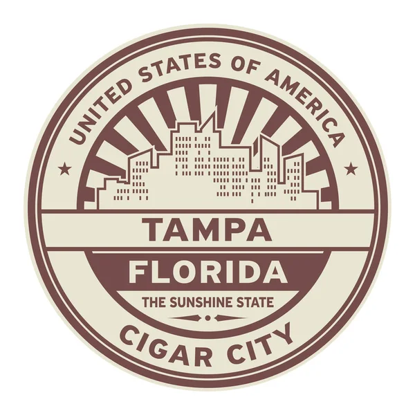 Sello o etiqueta con texto Tampa, Florida — Vector de stock