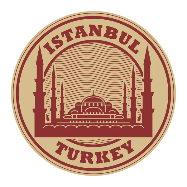 Stamp or label with words Istanbul, Turkey — Stock Vector