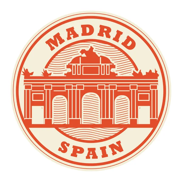 Stamp or label with words Madrid, Spain — Stock Vector