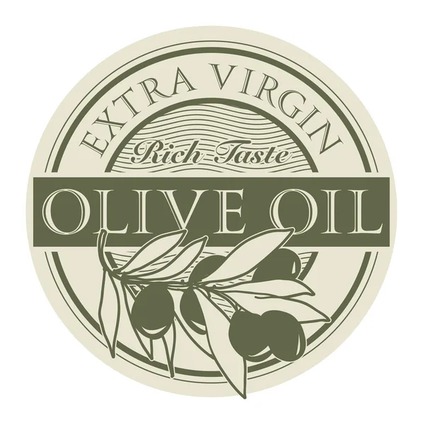 Stamp with the olives and text Extra Virgin Olive Oil — Stock Vector