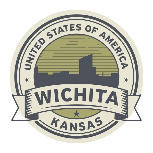 Damga veya adını Wichita, Kansas etiketi — Stok Vektör