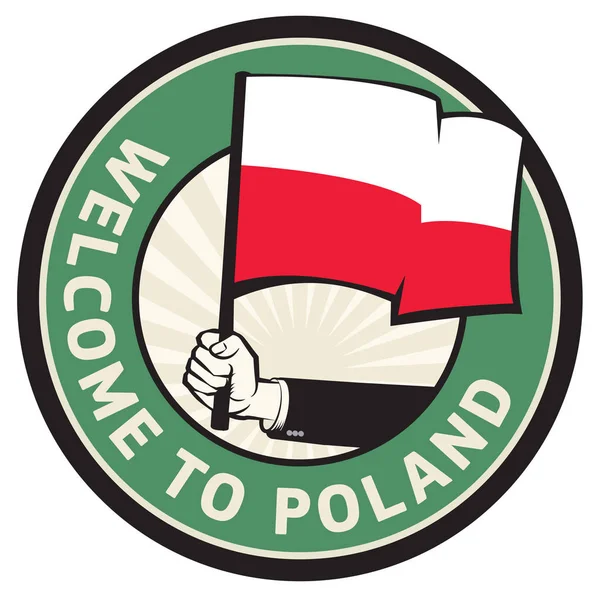 Polonya ülke hoş geldiniz işareti veya damga — Stok Vektör