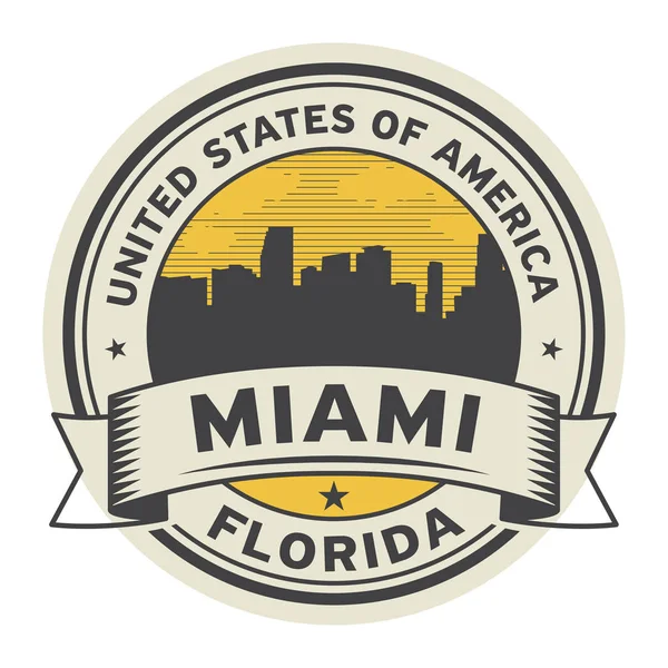 Stamp or label with name of Miami, Florida — Stock Vector