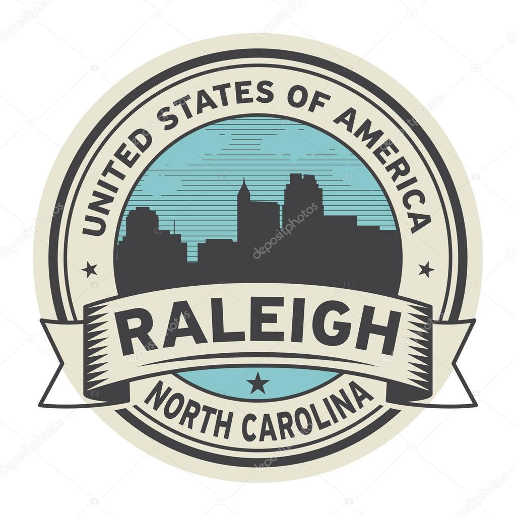 Stamp or label with name of Raleigh, North Carolina
