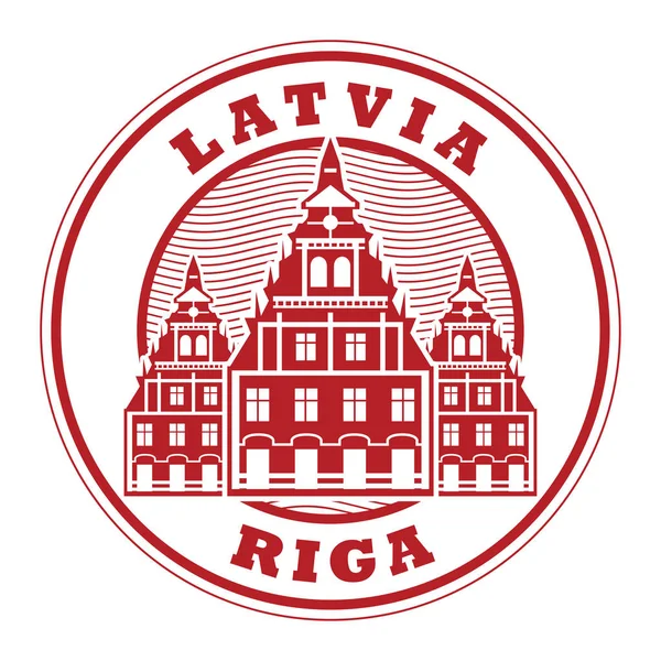 Sello con el nombre de Riga, Letonia — Vector de stock