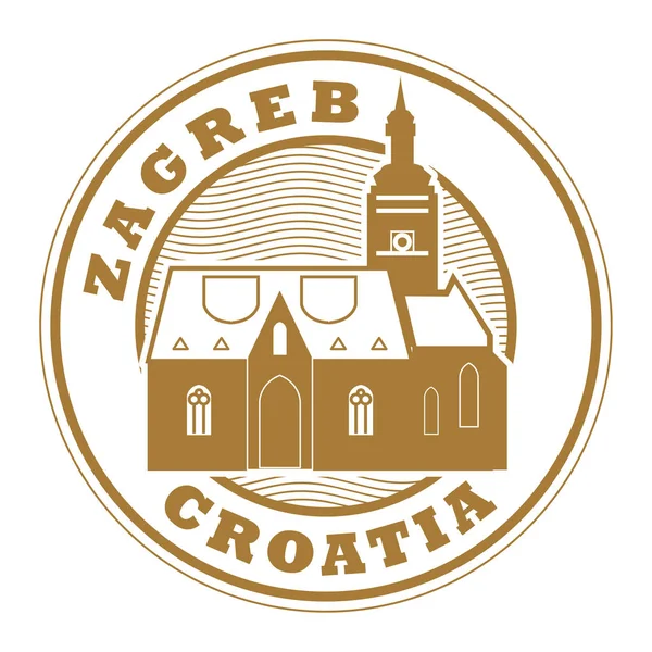 Sello con palabras Zagreb, Croacia interior — Vector de stock