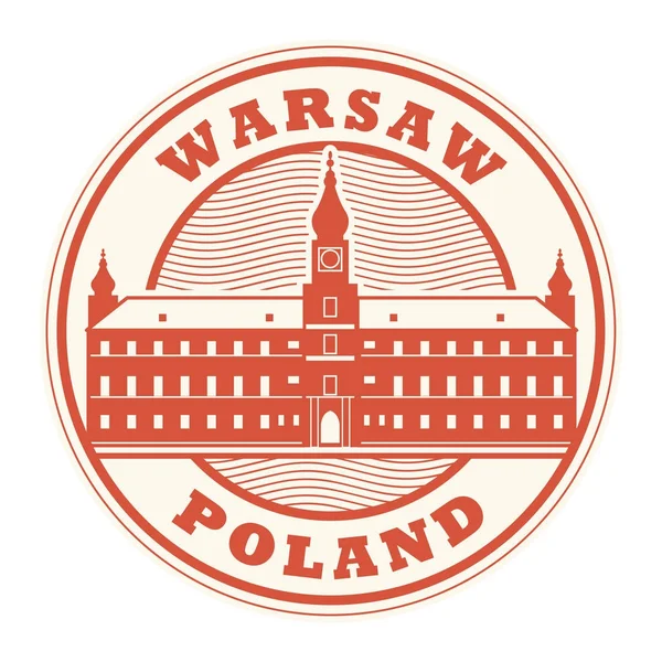 Stamp with words Warsaw, Poland — Stock Vector