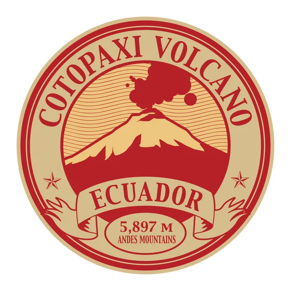 Francobollo con parole Vulcano Cotopaxi, Ecuador — Vettoriale Stock