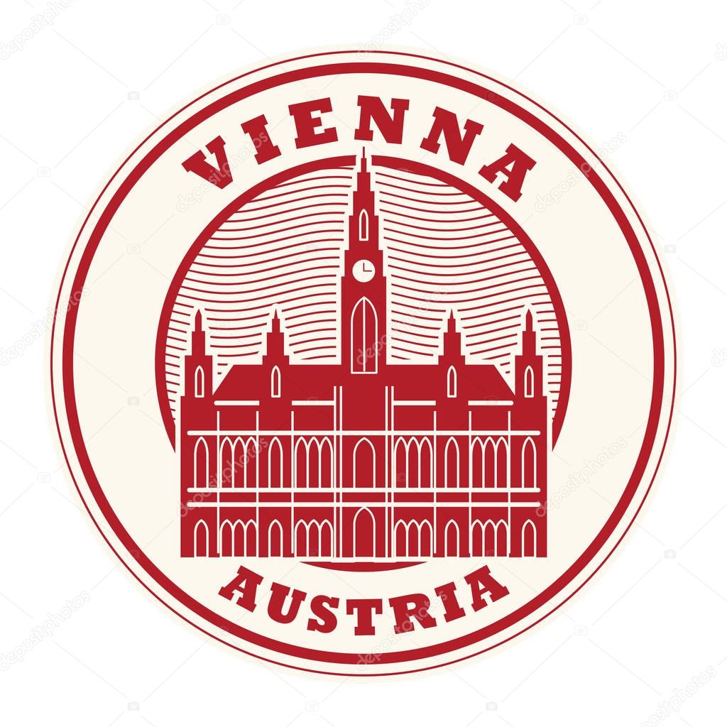 Stamp with words Vienna, Austria 