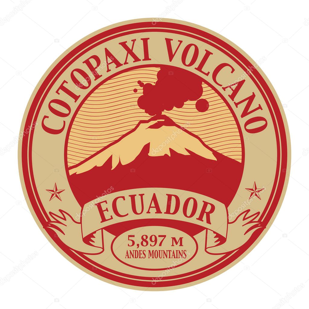 Stamp with words Cotopaxi Volcano, Ecuador