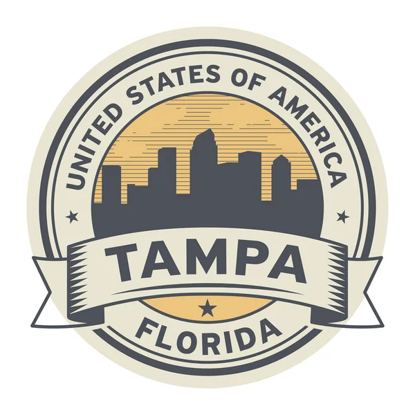 Stamp or label with name of Tampa, Florida — Stock Vector