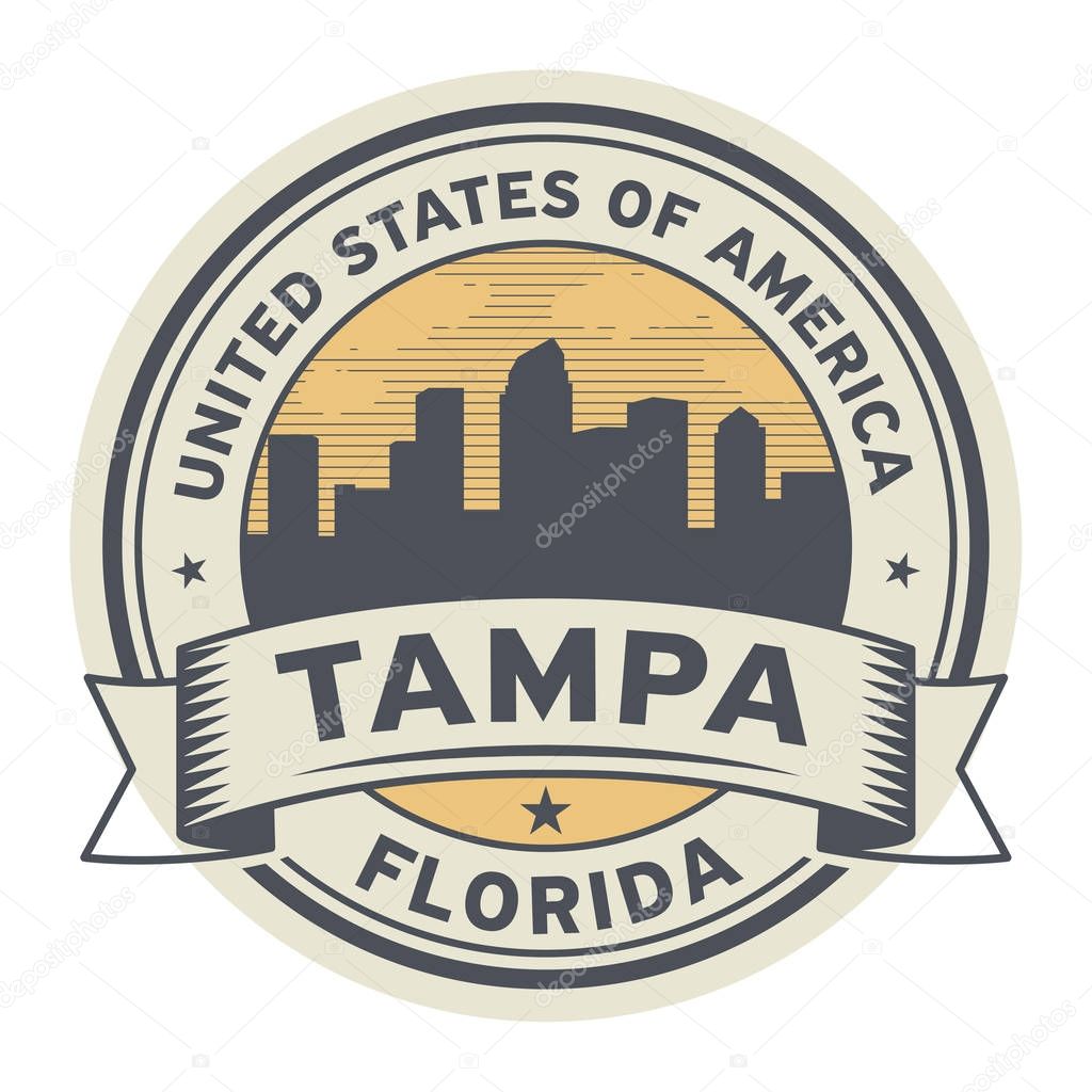 Stamp or label with name of Tampa, Florida