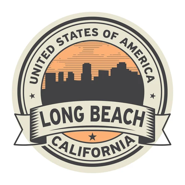 邮票或标签与长滩, 加利福尼亚的名字 — 图库矢量图片