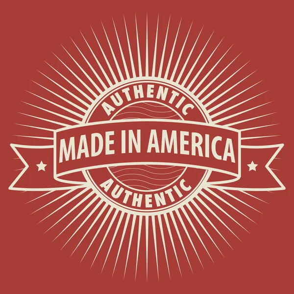 Sello o etiqueta con texto Made in America — Vector de stock